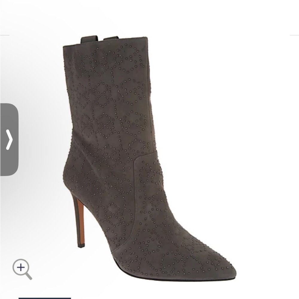 NWT VINCE CAMUTO Grey Studded Korikanta boot sz 9M / 40